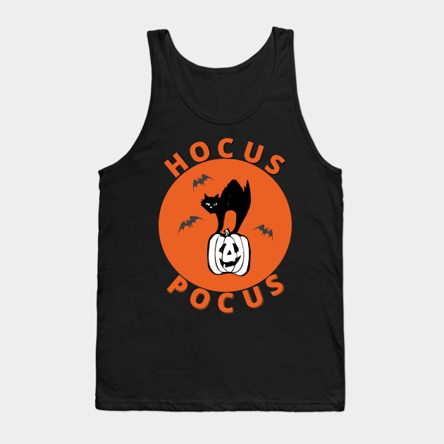 Halloween Cat & Pumpkin - Hocus Pocus Tank Top by catpurrs